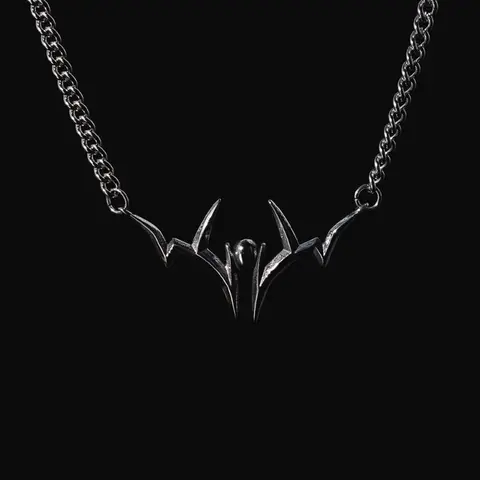 Anime Sukuna Titanium Steel Necklace, 44cm Chrome-Finish Pendant with Intricate Iconic Markings, Artistic Modern Metal Statement Jewelry Accessory, Alternative Statement Necklace for Anime Fans
