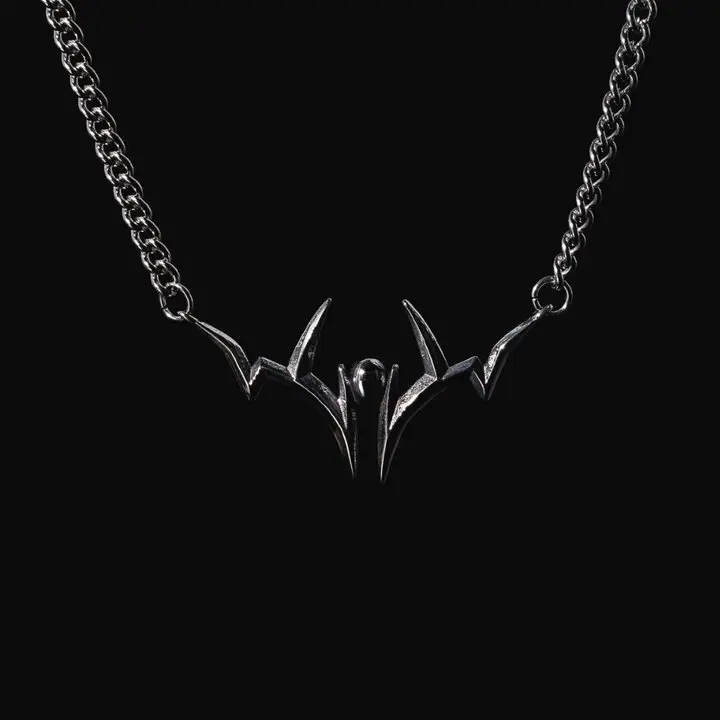 Anime Sukuna Titanium Steel Chunky Chain Necklace, 44cm Chrome-Finish Pendant with Intricate Iconic Markings, Elegant Crafted-from-Titanium-Steel Modern Metal Statement Jewelry for Anime Fans,sohochic