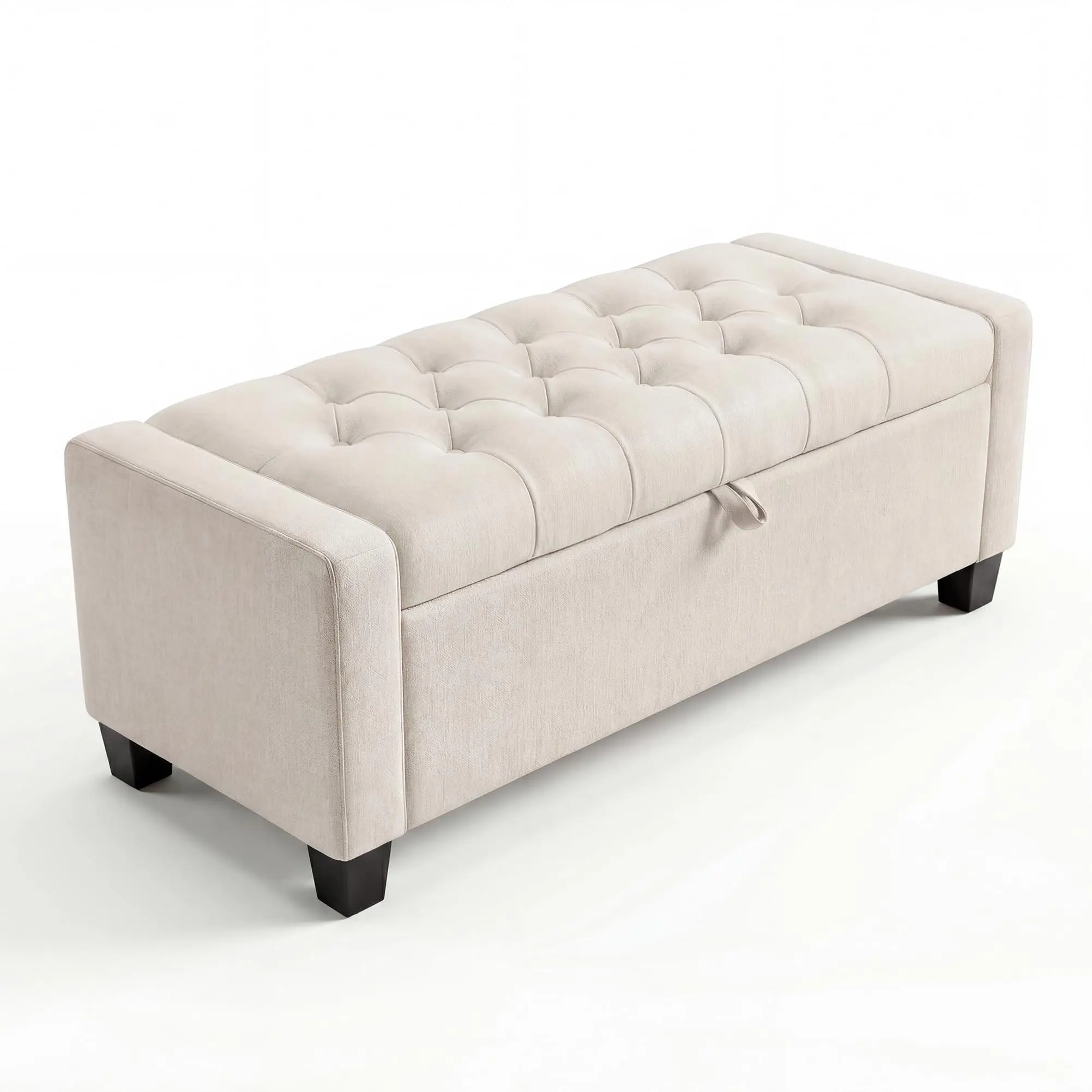 GARVEE Modern Storage Bench with Storage Space - Faux Leather, Foam Padding, Rubberwood Legs, 123x49x42cm, Self-Assemble Ottoman for Bedroom, Living Room, Modern Home Decor