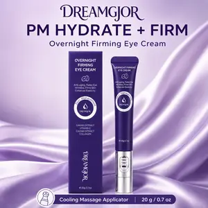 DREAMGJOR PM Firming Eye Cream with Cooling Massage Applicator, Helps Reduce the Appearance of Fine Lines, Dryness and Tired-Looking Eyes, Night Under Eye Care, 0.7 oz