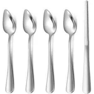 4-piece Grapefruit Spoons and Grapefruit Knife, 18/8 Stainless Steel