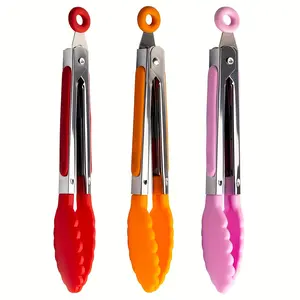 3pcs kitchen pliers, mini food pliers with silicone handle, pointed pliers, used for cooking, serving, grilling, grilling, salads, etc