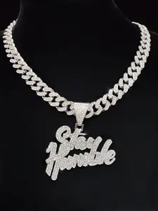 Fashion Creative Inspirational Letter Pendant Necklace, Miami Cuban Chain, Street Style Hip Hop Jewelry for Men Women, All Seasons Wear