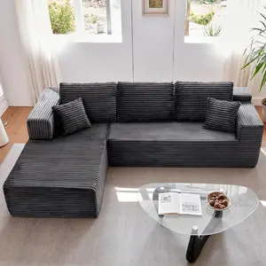 [2 Packages Shipping] 106‘’L-Shaped Modular Sectional Sofa - Comfy Cloud 3-Seater,Cloud Boneless Modular CouchDeep Seat Linen Couch for Living Room,No Assembly Velvet Plush Chenille sleeper conference to furniture fur nature oversized