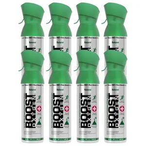 Boost Oxygen 5 Liter Canned Oxygen Bottle with Mouthpiece, Natural (8 Pack)