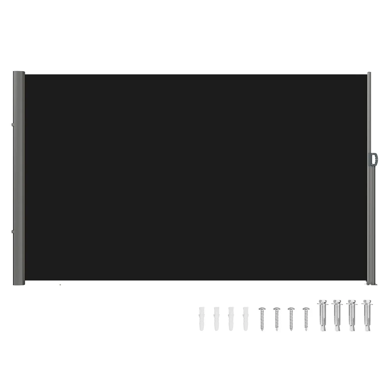 Retractable Side Awning 118 By 71 Inches, Waterproof Patio Screen, Retractable Room Divider For Privacy, Outdoor Garden And Patio Shade, Black Finish, Suitable For Deck, Terrace, Balcony, Veranda, And Patio Living Spaces