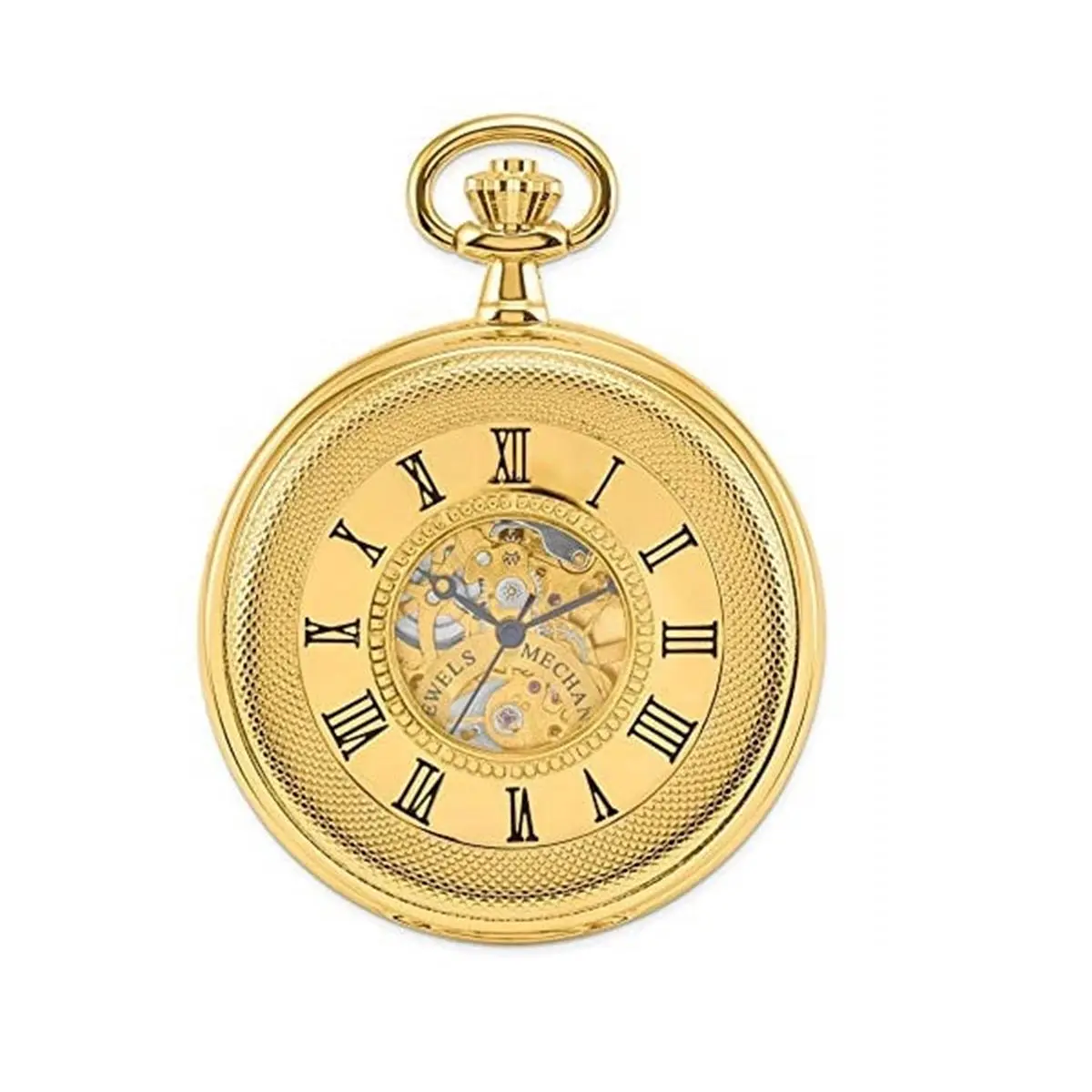 212 MAIN Charles-Hubert Paris Gold-Plated Double Half Hunter Case Mechanical Unisex Pocket Watch, Gift-Ready, with Roman Numerals, Fashion Accessory