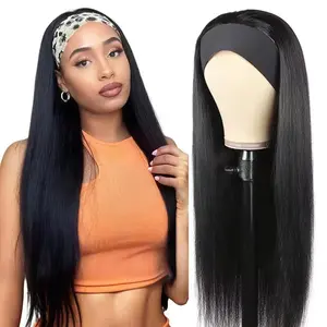 Bling Hair Beautiful Headband Wig Straight Human Hair Wigs For Black Women Brazilian Remy Hair Machine Made Headband Glueless Wig
