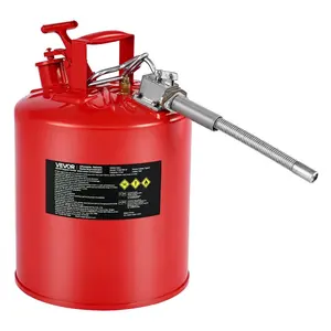 VEVOR Safety Gas Can, 2.5 Gallon Type II Red Safety Can for Gasoline with Stainless Steel Flame Arrester, Self - Closing Lid Flexible Metal Spout, Carbon Steel Flammable Storage with Ergonomic HandleVEVOR Super Brand Day