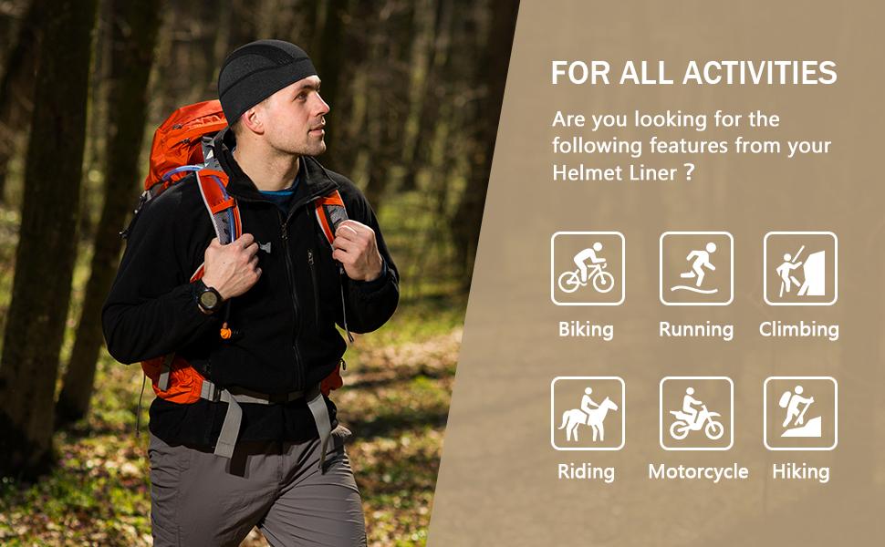 Skull Cap Helmet Liner Beanie with Cooling Mesh Fabric for Cycling and Running, Fits Comfortably Under Helmets for Men and Women