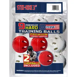 Stee-Rike 3 Premium Plastic Hard Training Baseballs, White & Red. 10 Pack New.