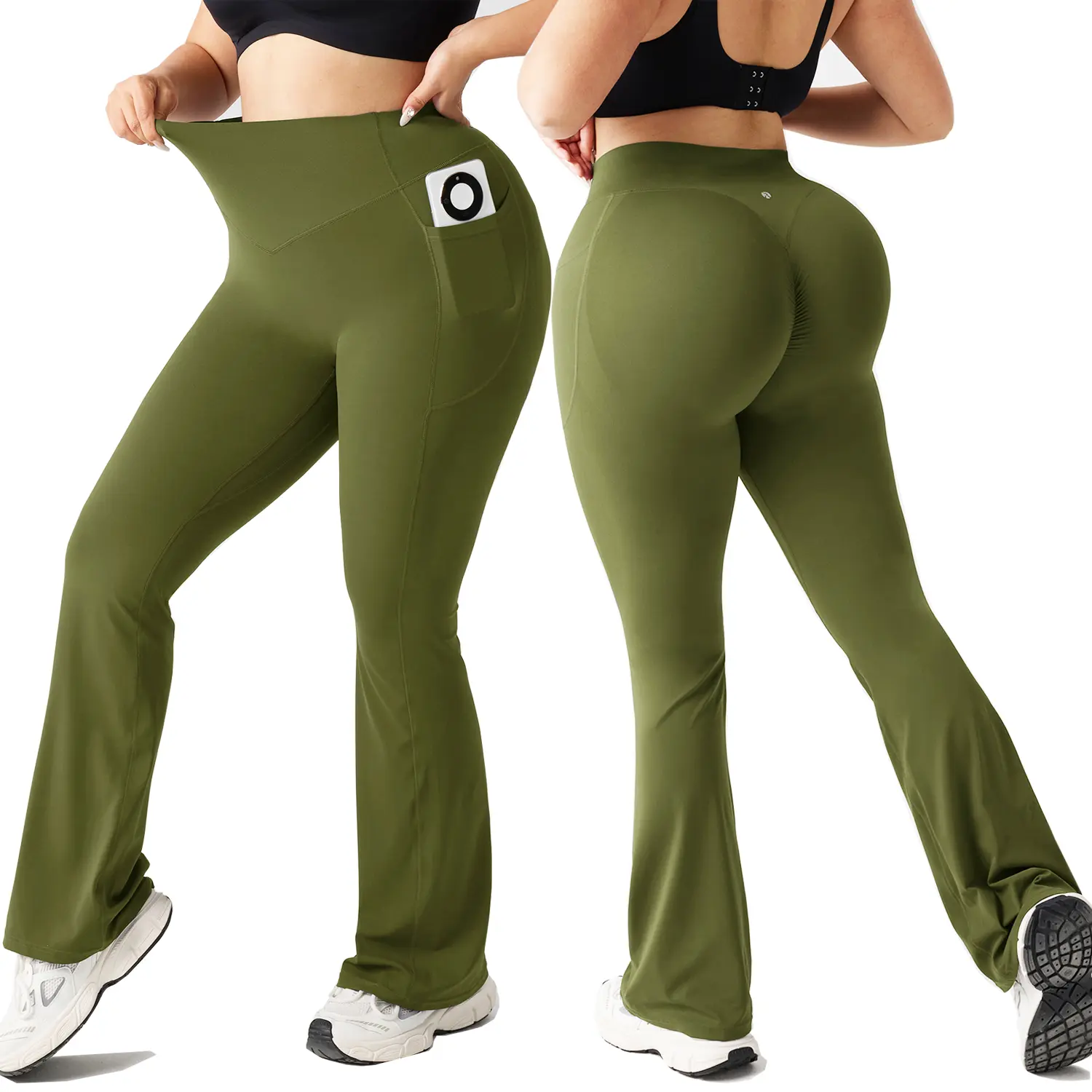 Leggings for Women's Yoga Pants,High Waist Wide Leg Pants Tummy Control Butt Lifting  Pants with Pockets Breathable Workout Sports Pants