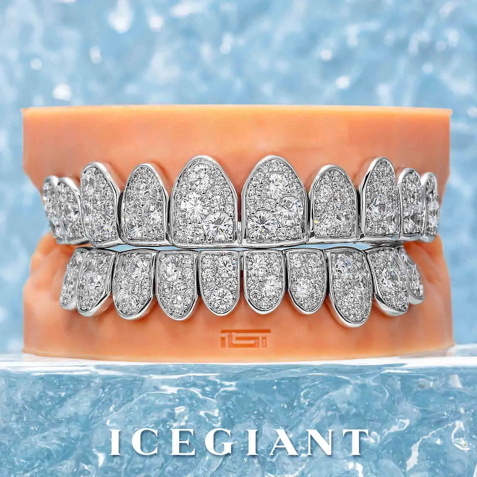Unisex Mosaic-Snow Set Moissanite Diamond Grillz, Urban Wear Accessory, Custom Fit, Bold Fusion Design, High Sparkle Artificial Gemstone Jewelry