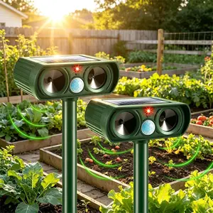 Upgraded Solar Animal Repellent Ultrasonic Outdoor for Cats Squirrels Racoons Rabbits Foxs Dogs Skunks Deer Repellent Devices Waterproof Motion Sensor Animal Repeller Deterrent for Yard Garden