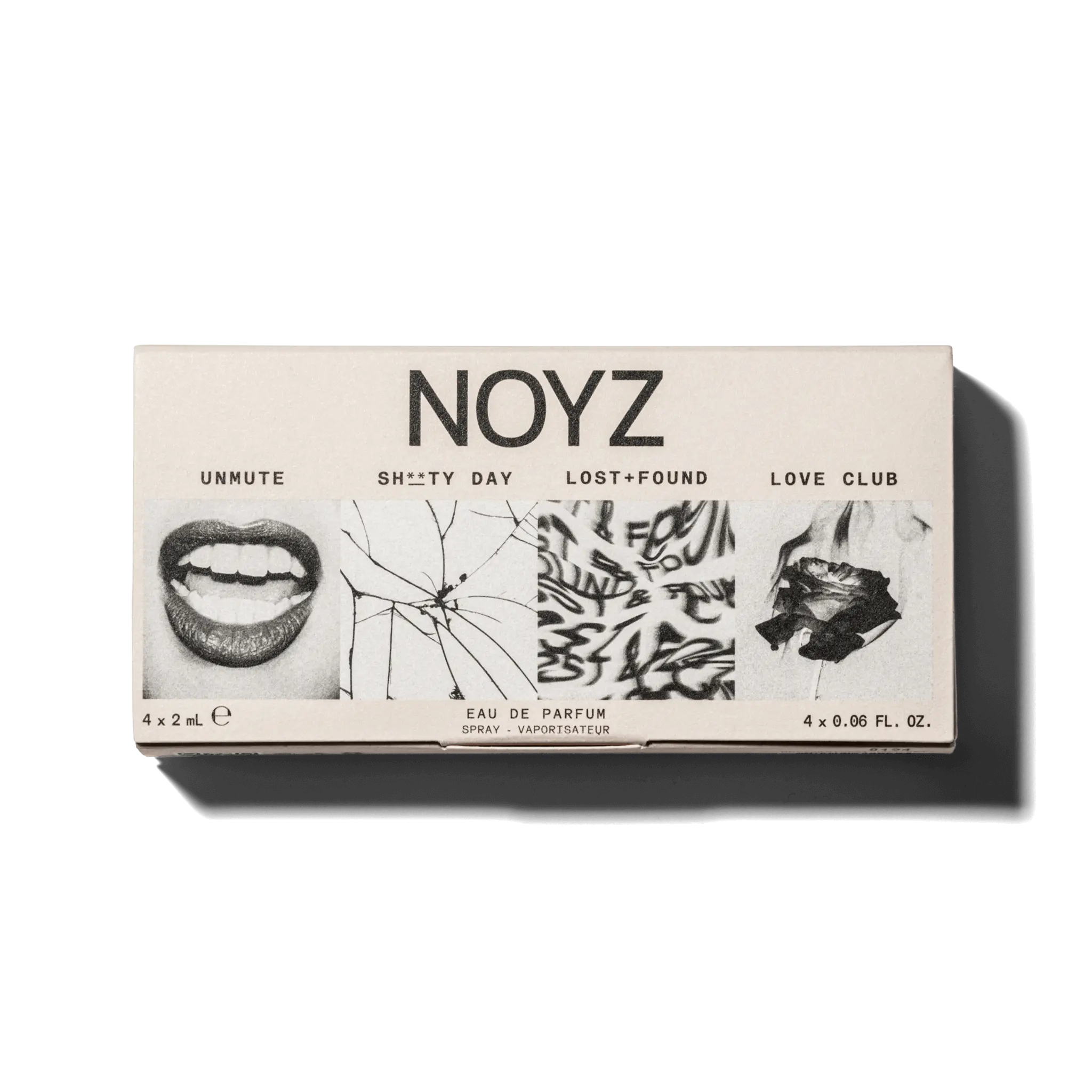 NOYZ Fragrance Discovery Kit - Iconic Eau de Parfum Spray Samples: Unmute, Love Club, Lost + Found, and Sh**ty Day