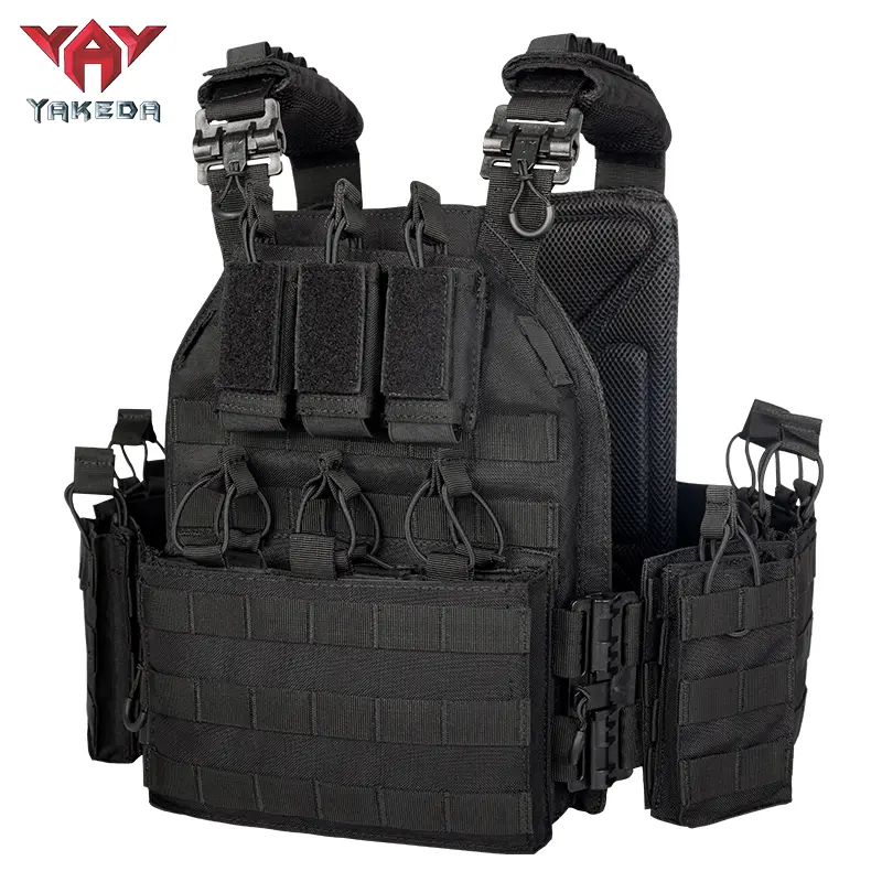 YAKEDA VT-6026-1 Quick Release Tactical Lightweight Molle Plate Carrier Vest, Molle Compatible Protective Gear for Outdoor Shooting, Summer Essential Sports Vest, Tactical Lightweight Vest