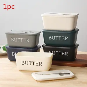 Butter Dish & Knife Set, Food Grade Plastic Butter Container with Serving Tray, Multifunctional Kitchenware for Home Hotel Restaurant