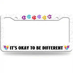 Autism License Plate Holder for Raising Awareness with Colorful Puzzle Heart Design