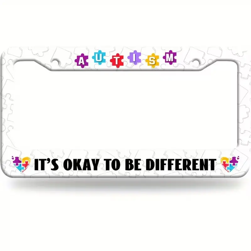 Autism License Plate Holder for Raising Awareness with Colorful Puzzle Heart Design