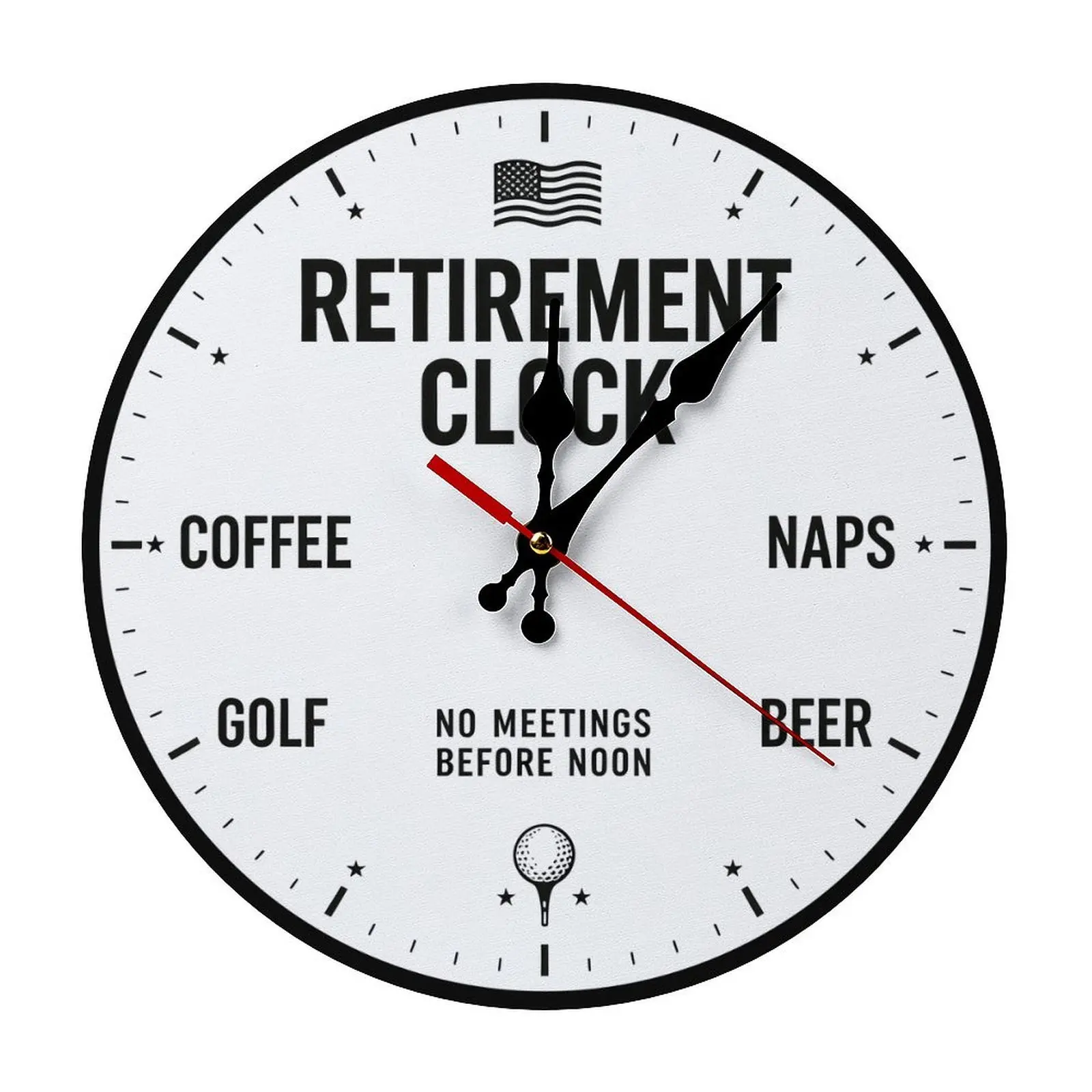10-12 Inch Silent Quartz Funny Theme Round Wall Clock, DIY Retirement Gift for Man Cave, Home Office Wall Decor