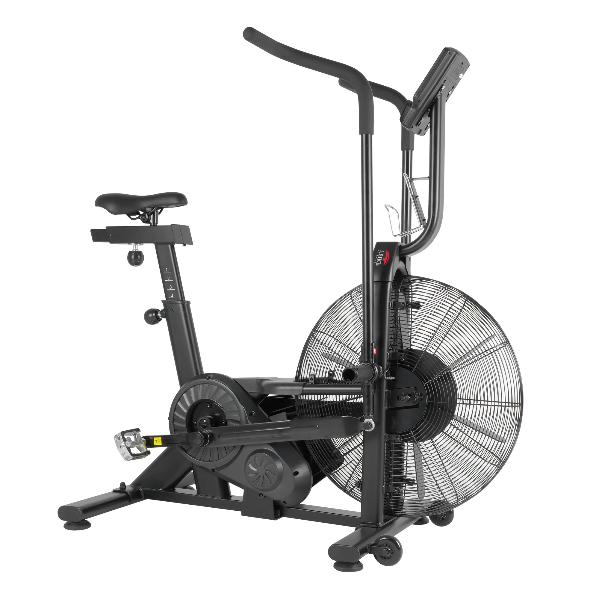 leikefitness Heavy Duty Upright Air Exercise Bike - Stationary Cycling Bicycle with Unlimited Air Resistance System, Heart Rate Compatibility, Adjustable Seat, Tablet Holder for 330 lbs Home Cardio Workout, Exercise Bikes