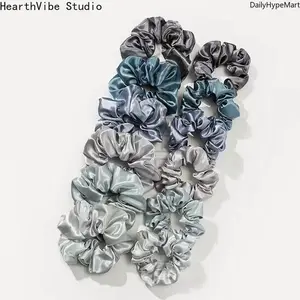 12Pcs Mixed Color Satin Scrunchies, High Elasticity Large Hair Rings