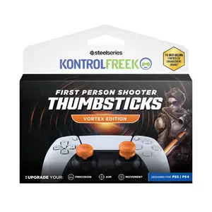 KontrolFreek FPS Freek Vortex for PlayStation 4 (PS4) and PlayStation 5 (PS5) Controller | Performance Thumbsticks | 1 High-Rise Convex, 1 Mid-Rise Concave | Orange