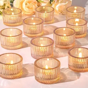 24 count Tealight  Candle Holders, Votive  Light Candle Holder Glass for  Centerpieces Fall Wedding Table Decor, Party Supplies,  Decor