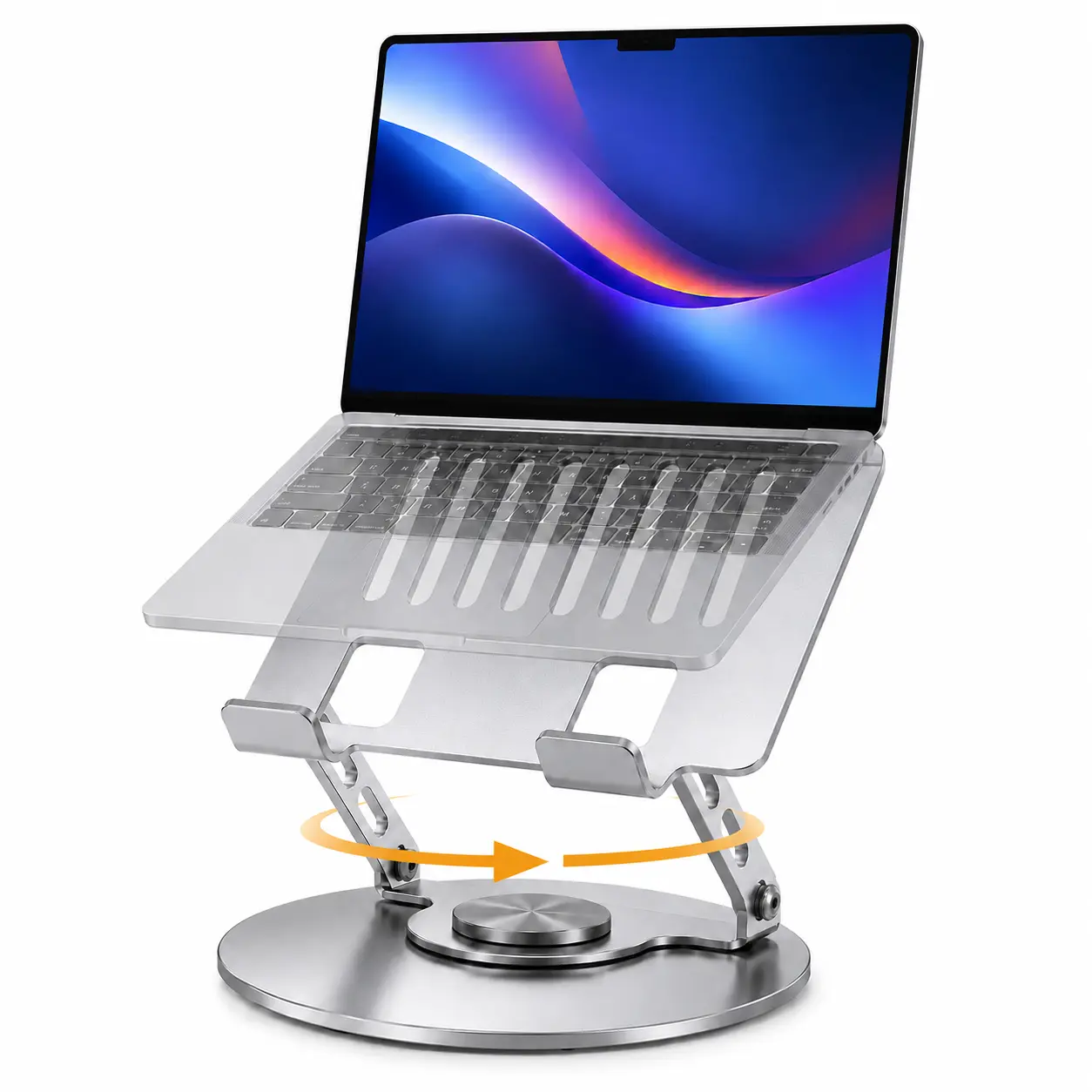 Adjustable Laptop Stand for Desk, 360° Rotating Foldable Metal Computer Riser with Ventilation and Non-Slip Pads for 10–16 Inch Laptops, Sturdy, Gamers, Office Workers