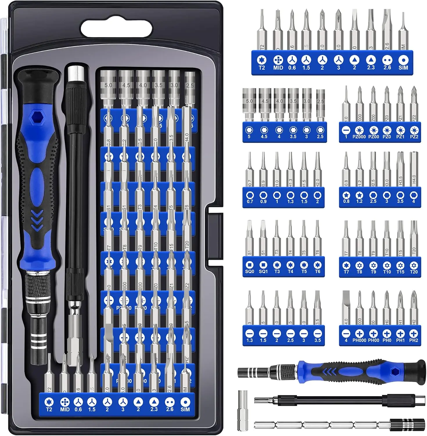 XOOL 62-in-1 Precision Screwdriver Kit with Magnetic Bits, Flexible Shaft & Extension Rod for Electronics Repair