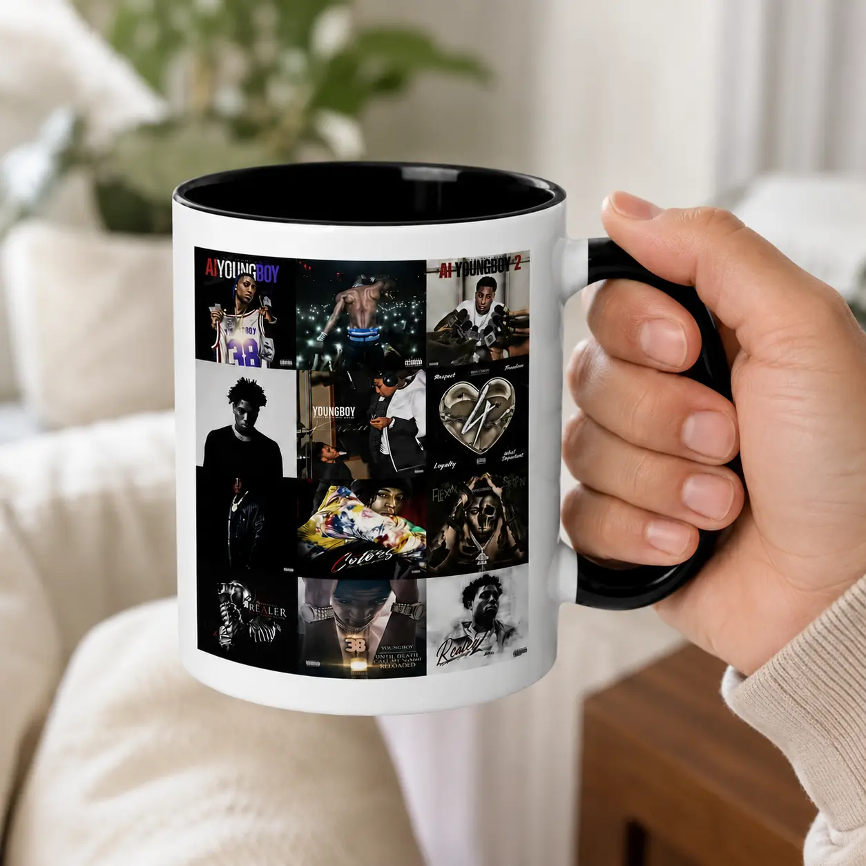 11oz Heat-Resistant Ceramic Coffee Mug, Music-Culture Album Cover-Inspired Stylish Classic Young-Boi Fan Merch Drinkware with Handle, Kitchenware Gift for Home Decor