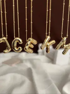 Fashion Bubble Letter Detail Pendant Necklace for Women & Girls, Style Trendy Casual Initial Necklace Letters Necklace for Party, Daily Clothing Decor, Trendy All-match & Exquisite Jewelry for Birthday Gift