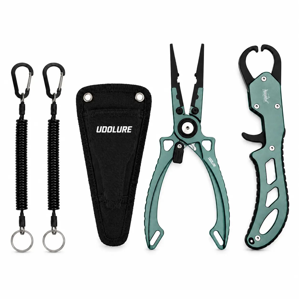 UDOLURE Pro Series 8-in Aluminum Alloy Multifunctional Fishing Set - 5-in-1 Jaw Fly Fishing Device, Tungsten Carbide Wire Cutter, Split Crimping Tool, Tight Ring Opener, Saltwater-Resistant PTFE Coating, Protective Cover ，fishing lures ，fishing equipment
