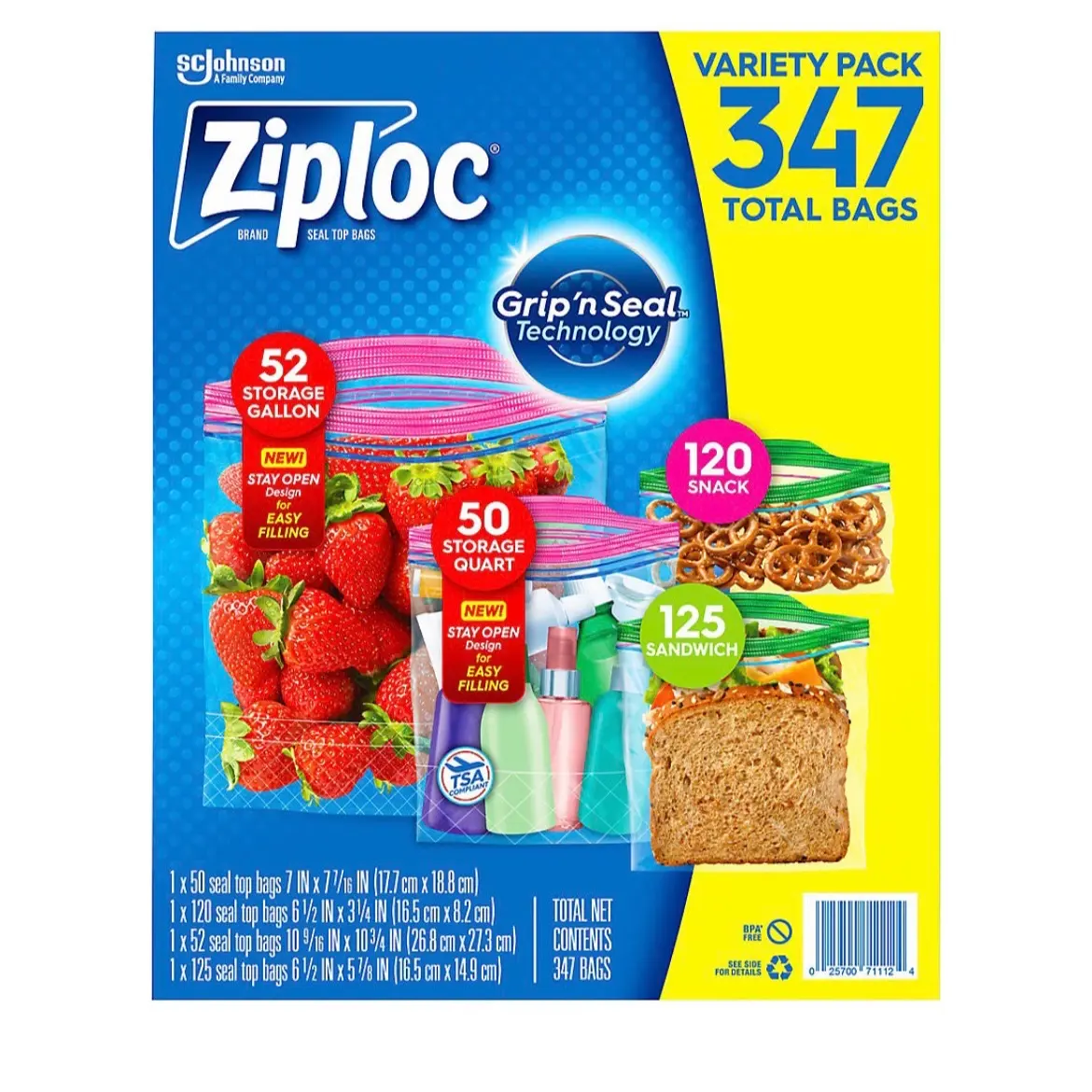 Ziploc Storage Bag Variety Pack, 347 pk.