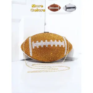 Shiny Rhinestone Football Clutch Bag, Women's Party Sequin Handbag, Elegant Evening Purse, Stylish Rugby Design, Perfect for Parties