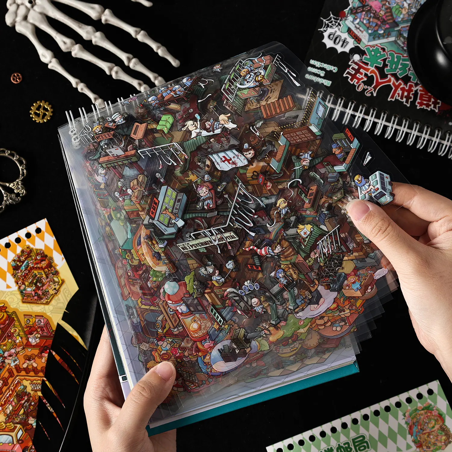 40 Sheets Halloween Theme Sticker Album, Spooky Decorative Adhesive Paper Set, Perfect for Party Favors & DIY Crafts, Scrapbook Stickers