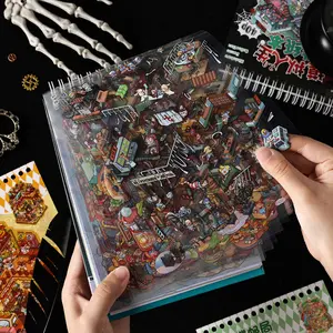 40 Sheets Halloween Theme Sticker Album, Spooky Decorative Adhesive Paper Set, Perfect for Party Favors & DIY Crafts