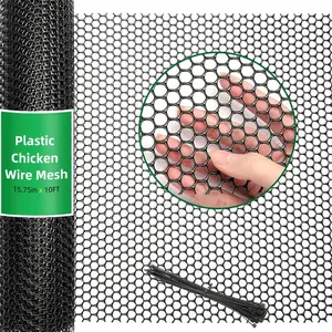 Black Plastic Wire Mesh Fence - 15.7IN x 10FT Roll Chicken Wire Mesh Ideal for Poultry, Dogs Rabbit Snake Fence, Garden Plants Fruits Vegetables Barrier, Balcony Protection & Window Isolation Net