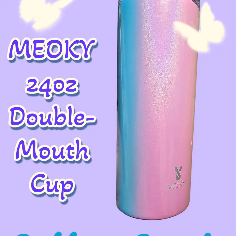 MEOKY simple and modern 24 oz 304 stainless steel water bottle, reusable car travel cup, leak-proof design | keeps cold for 24 hours