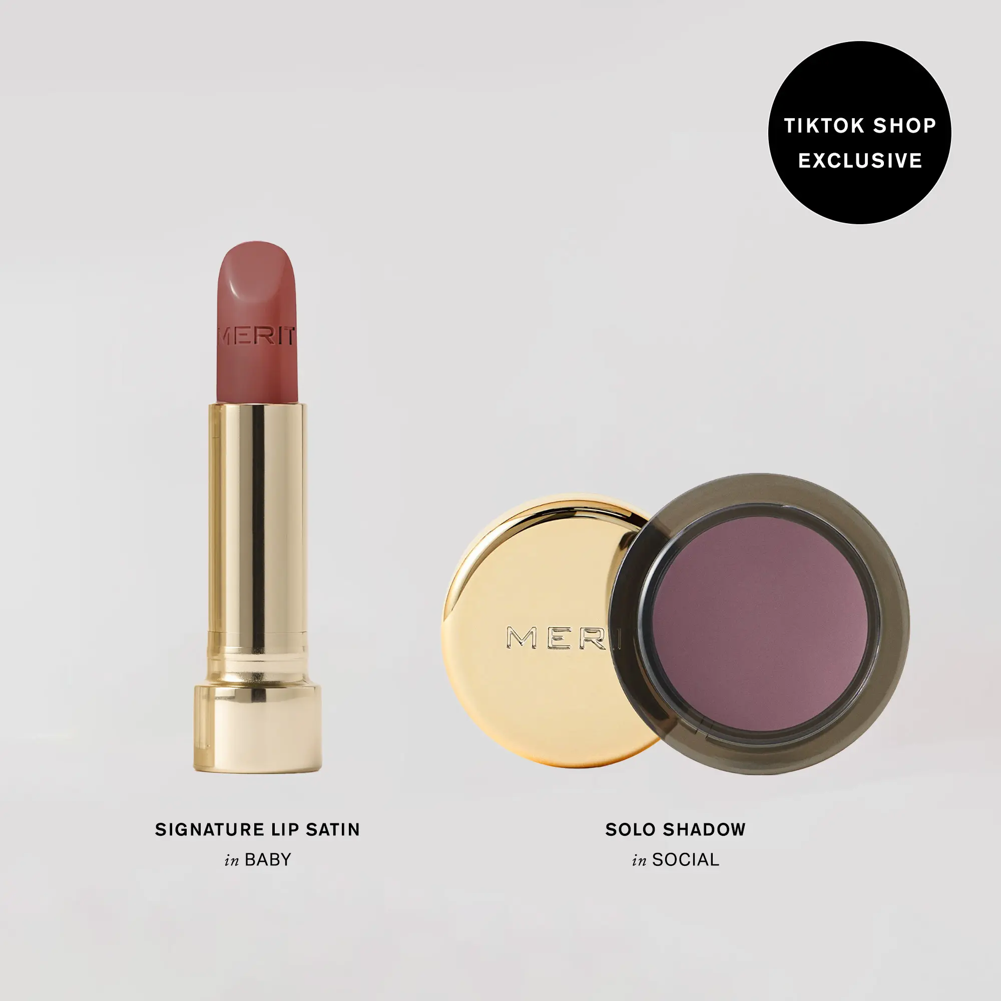 MERIT Cool Toned Duo - Signature Satin Lipstick & Cream to Powder Eye Shadow MERIT Cool Toned Duo - Signature Satin Lipstick & Cream to Powder Eye Shadow