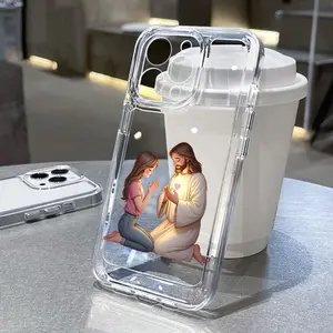 Jesus and little Girl Praying Case for iPhone 17 16 15 14 Pro Max 13 12 11  Air XR XS E Plus Anti-Yellowing Shockproof Lightweight Transparent soft Cover