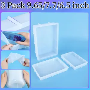 3Pack Rectangular Silicone Molds for Resin,Glossy Deep Square Molds 9.65 / 7.7 / 6.5 inch, Deep Epoxy Resin Molds for Flowers Preservation, Resin Casting - Home Improvement.