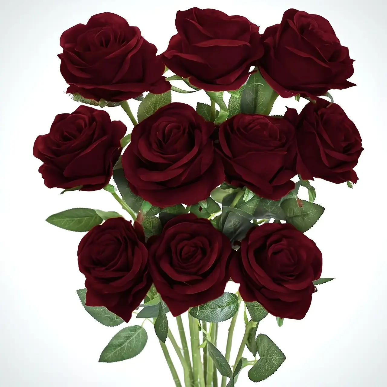 18pcs Artificial Burgundy Roses with Stems, Decorative Fake Flower, Ideal for Wedding, Valentine'S Day, Birthday Party Decorations, Plastic Roses for Home, Office, and Event Decor, Artificial Flower Bouquet & Arrangements
