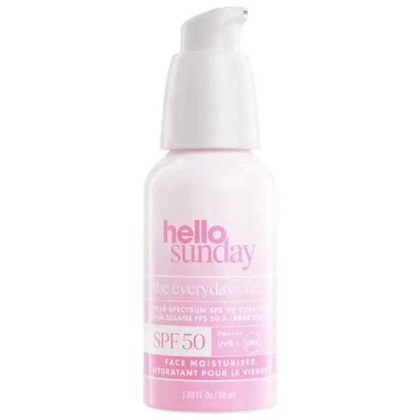 Hello Sunday  The Everyday One SPF 50 Face Sunscreen Moisturizer with Hyaluronic Acid acne friendly exosomes physical stick moxy merit tinted bliss Lightweight facial sun creen viral adult clear