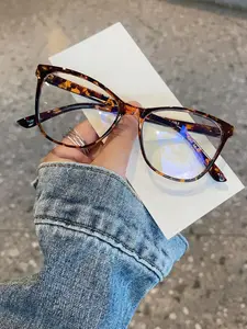 Women's Cat Eye Glasses Frame, Leopard Pattern Eyeglasses, Casual Style Transparent Eyewear Accessories, Anti-Blue Light Lenses for Daily Use, All Seasons Wear