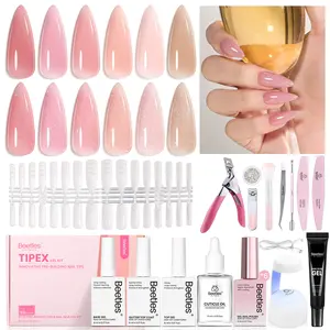 Beetles Tipex Nail Art Kit with Gel Polish, 192pcs Tipex Nail Tips with Gel Nail Polish Solid Nail Glue Base & Top Coat DIY Manicure Cutics Gift for Women Girls mothersdaygift #Summervibes outdoorfun