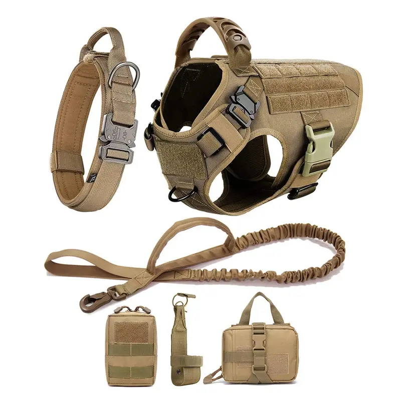 Adjustable Breathable Pet Harness Set Large Dog Harness And Leash Set Pet German Shepherd Malinois Training Walking Vest Dog Harness And Collar For Medium Large Dogs