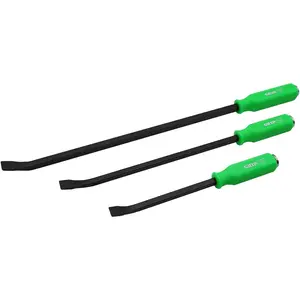 3 pc Striking Cap Heavy Duty Pry Bar Set - 12", 18", 24" - Positioning, Aligning, Prying - Mechanic's Handles - Steel Capped - Angled Ends