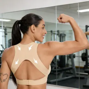 【Postural correction】High Support Yoga Bra, Women's Breathable Mesh Wireless Top with Removable Pads Alternative, Activewear for Running & Gym Sessions