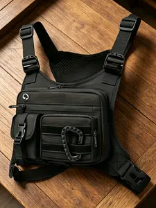 Breathable Running Chest Pack, Outdoor Sports Vest Bag with Multiple Zipper Pockets for Stadium Games, Live Events & Everyday Carry